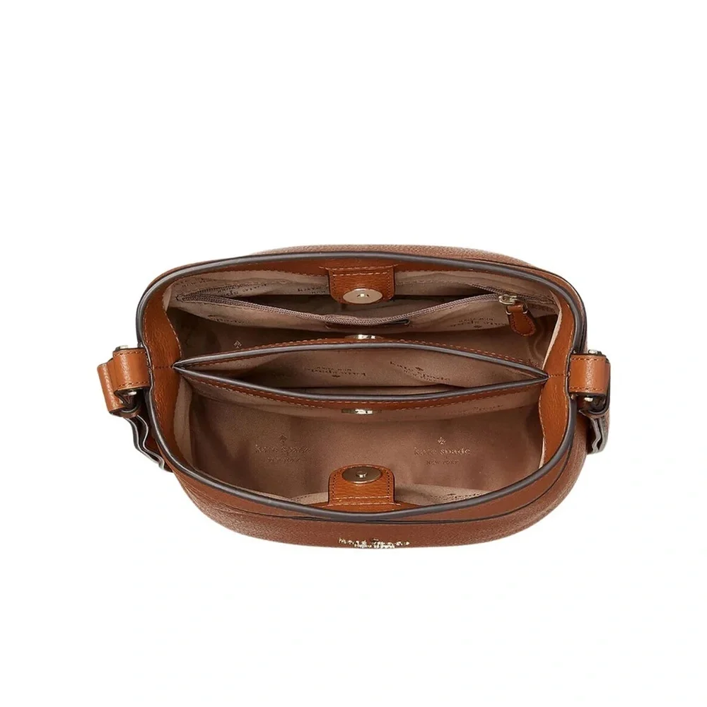 Kate Spade Leila Small Bucket Bag Pebbled Leather Warm Gingerbread